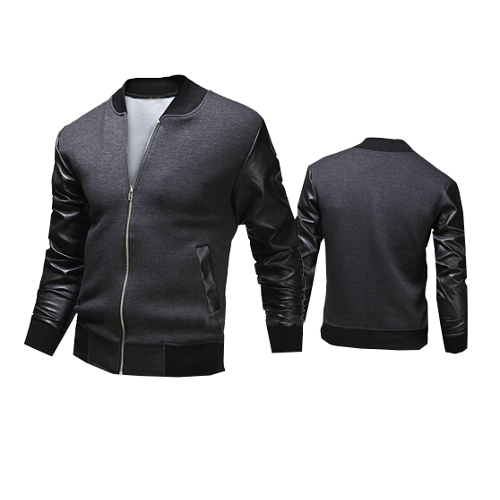 Men Fashion Leather Jacket with Patchwork2
